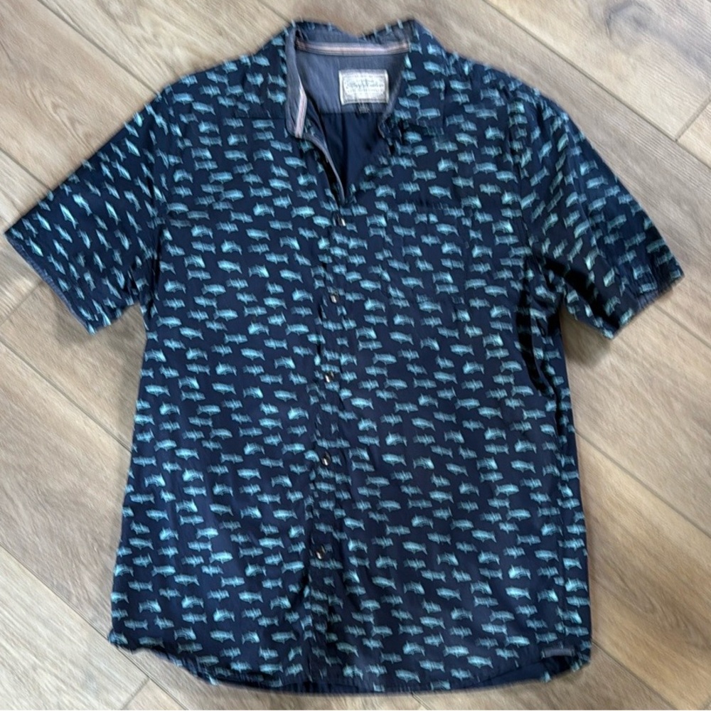 Flag and Anthem Men's Navy Blue Patterned Shirt